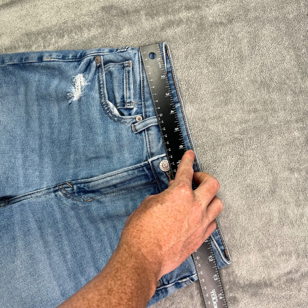 American Eagle Mom Jeans Womens 00 Light Wash Stretch Distressed High Rise - Picture 11 of 16